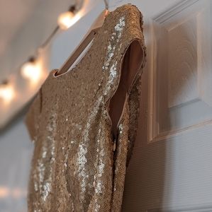 Sequins sheath bridesmaid/prom champagne dress